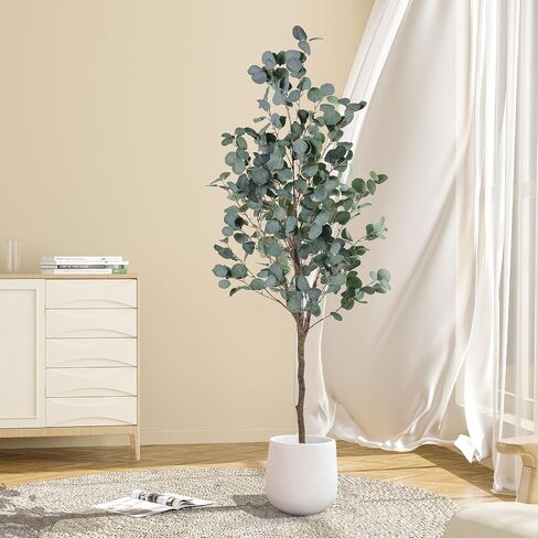 Artificial Eucalyptus Tree, 6FT Tall Faux Eucalyptus Tree, Artificial Plants with Realistic Trunk and Lifelike Leaves for Home Office Decor 6FT Fake Eucalyptus Tree for Home House Office Décor. in Saudi Arabia