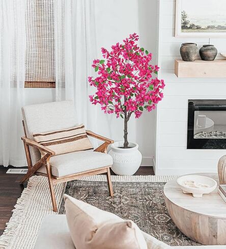 Briful Artificial Bougainvillea Plant in Black Pot 29.5" Tall Faux Silk Bougainvillea Floral Tree Tropical Fake Bougainvillea Tree for Home Office Room Garden Balcony Décor(Pink) in Kuwait