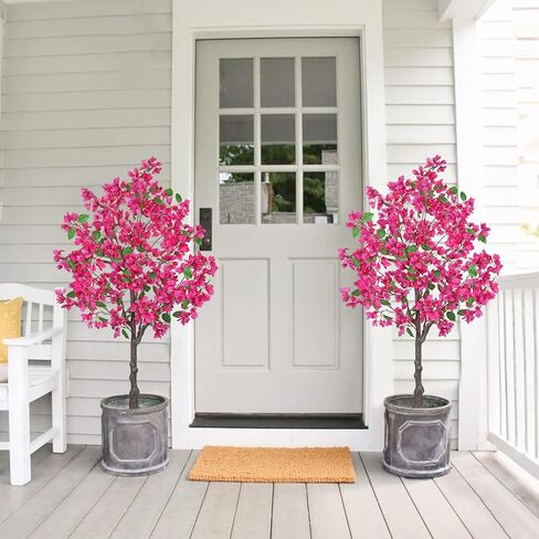 Briful Artificial Bougainvillea Plant in Black Pot 29.5" Tall Faux Silk Bougainvillea Floral Tree Tropical Fake Bougainvillea Tree for Home Office Room Garden Balcony Décor(Pink) in Kuwait