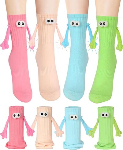 Vermeyen Magnetic Holding Hands Socks Novelty Funny Women Men Couple Socks Boyfriend for Gifts Halloween Christmas Socks in Saudi Arabia