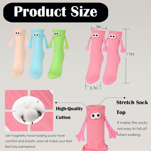 Vermeyen Magnetic Holding Hands Socks Novelty Funny Women Men Couple Socks Boyfriend for Gifts Halloween Christmas Socks in Saudi Arabia
