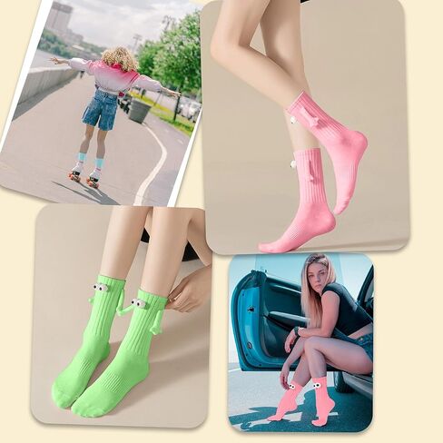 Vermeyen Magnetic Holding Hands Socks Novelty Funny Women Men Couple Socks Boyfriend for Gifts Halloween Christmas Socks in Saudi Arabia