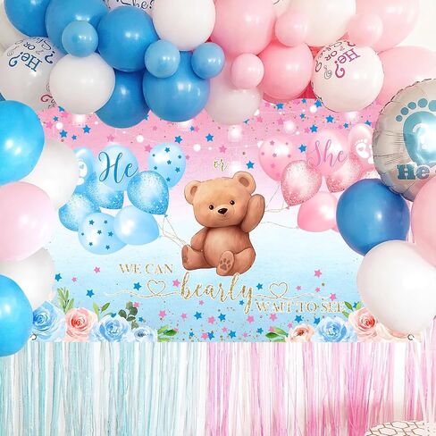 Avezano Gender Reveal Backdrop Boy or Girl Sign Banner Blue and Pink Stars Dots Balloon Theme Baby Gender Reveal Party Decorations Gender Reveal Party Supplies 70.8 x 43.3 Inch in Saudi Arabia