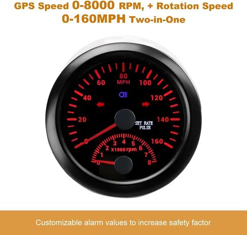 WATERWICH GPS Speedometer 0-160MPH + 8000RPM Tachometer for All Vehicle Ship Boat Yacht in Saudi Arabia