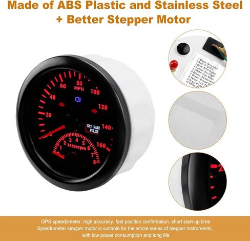 WATERWICH GPS Speedometer 0-160MPH + 8000RPM Tachometer for All Vehicle Ship Boat Yacht in Saudi Arabia