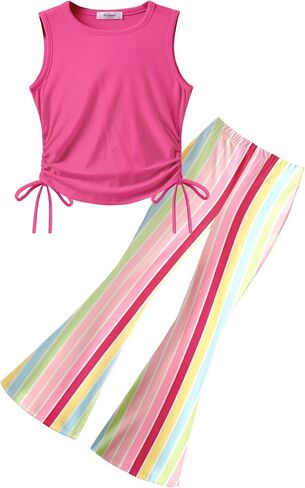 Arshiner Toddler Girl Clothes 2 قطعة من الجانبين قم بتعديل قمم الخزانات وضرب طماق. in Kuwait
