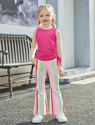 Arshiner Toddler Girl Clothes 2 قطعة من الجانبين قم بتعديل قمم الخزانات وضرب طماق. in Kuwait