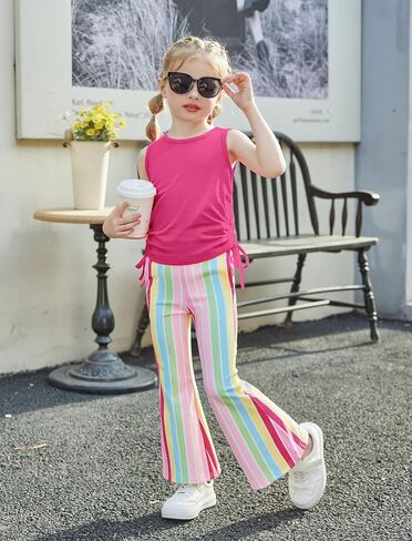 Arshiner Toddler Girl Clothes 2 قطعة من الجانبين قم بتعديل قمم الخزانات وضرب طماق. in Kuwait