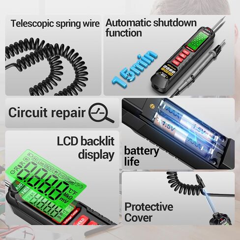 ANENG 0.5V-600V Multimeter ، AC/DC ضوء اختبار السيارات ، اختبار دائرة الجرس مع مسبار حاد ، ضوء مؤشر القطبية ، قلم اختبار الصمامات الجهد الجهد مع مقطع التمساح لسيارة سيدان ، سيارات الدفع الرباعي ، RV ، شاحنة in Kuwait