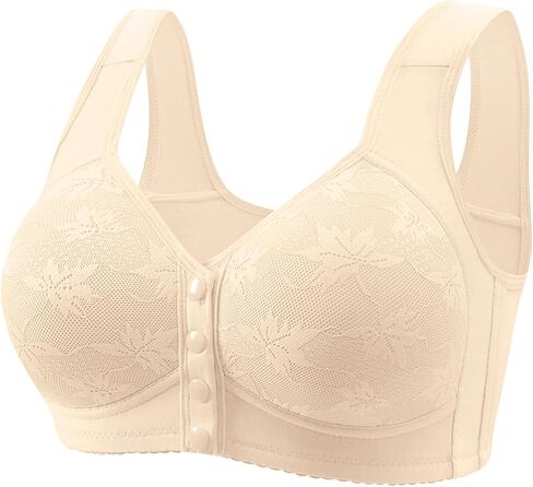Daisy Lace Bras for Women Front Closure No Underwire Comfort Senior Wireless Snap Closing Bra in Saudi Arabia