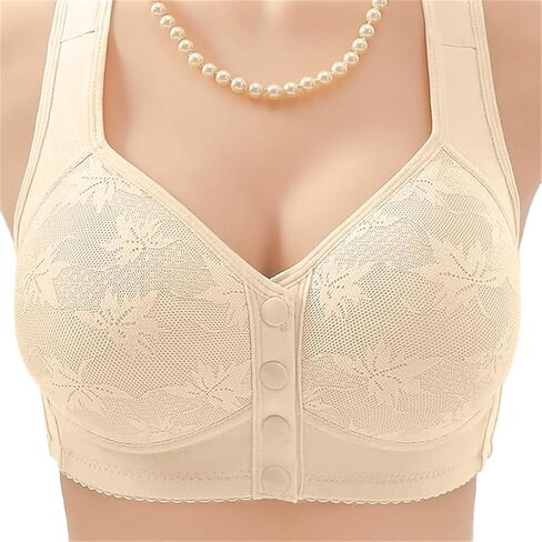 Daisy Lace Bras for Women Front Closure No Underwire Comfort Senior Wireless Snap Closing Bra in Saudi Arabia