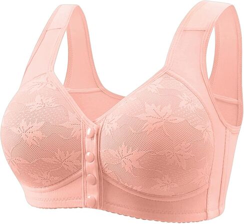 Daisy Lace Bras for Women Front Closure No Underwire Comfort Senior Wireless Snap Closing Bra in Saudi Arabia