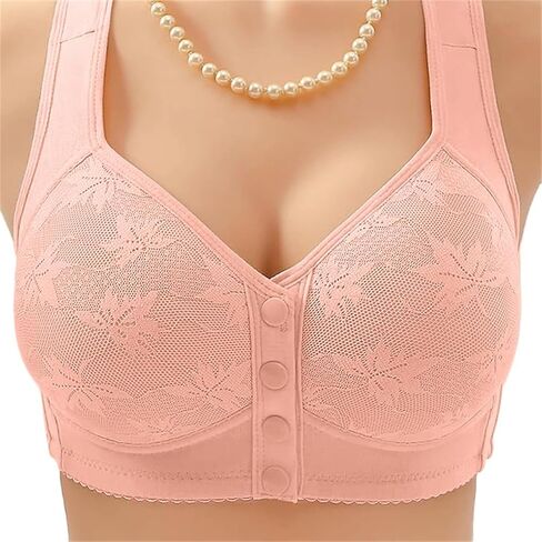 Daisy Lace Bras for Women Front Closure No Underwire Comfort Senior Wireless Snap Closing Bra in Saudi Arabia