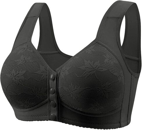 Daisy Lace Bras for Women Front Closure No Underwire Comfort Senior Wireless Snap Closing Bra in Saudi Arabia
