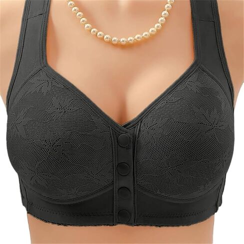 Daisy Lace Bras for Women Front Closure No Underwire Comfort Senior Wireless Snap Closing Bra in Saudi Arabia