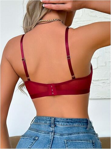 Soly Hux Bras for Women Pu Leather Bra Contraving Mesh Bralette in Kuwait