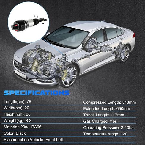 1pc تعليق الهواء Strut Strut Front Spring Spring 2006-2009 E350 ، 2003-2009 E320 ، 2003-2006 E500 ، 2007-2009 E550 3.2L 5.0L 5.5L ، ضاغط التعليق الجوي استبدال OE 211320513 2113206113 in Kuwait