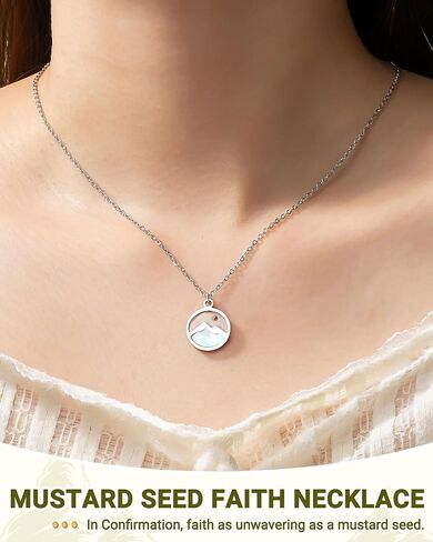 Silver/Gold Mustard Seed Necklace Baptism Confirmation First Communion Catholic Christian Gifts for Teens Girls Women in Kuwait