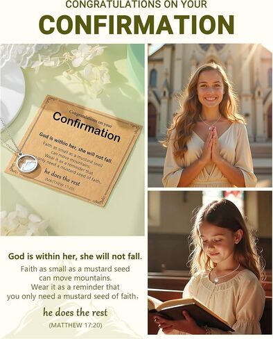 Silver/Gold Mustard Seed Necklace Baptism Confirmation First Communion Catholic Christian Gifts for Teens Girls Women in Kuwait