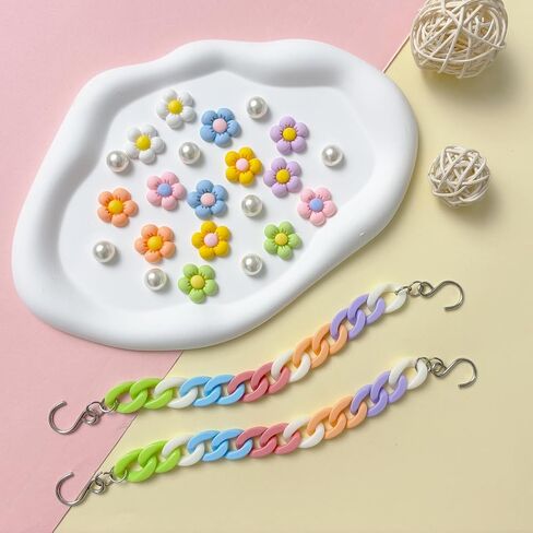 2pcs سلاسل الأحذية الأكريليك للنساء ، 18pcs زهرة السحر لؤلؤة السحر للزهور لصنادل السد ، سحر ديكور أحذية DIY للفتيات ، الحزب لصالح in Saudi Arabia