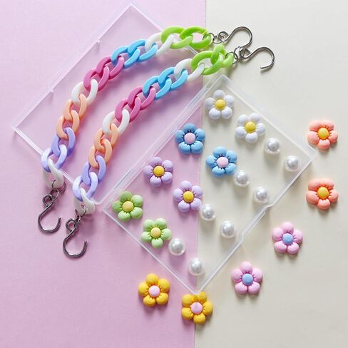 2pcs سلاسل الأحذية الأكريليك للنساء ، 18pcs زهرة السحر لؤلؤة السحر للزهور لصنادل السد ، سحر ديكور أحذية DIY للفتيات ، الحزب لصالح in Saudi Arabia