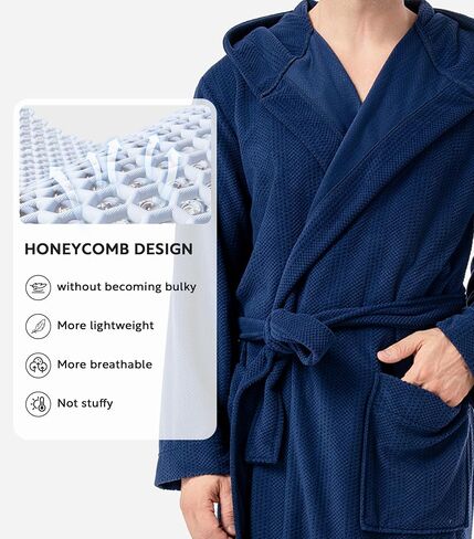 DAVID ARCHY Men's Robe Long Sleeve Lightweight Knit Bathrobe,Comfort Knee Length Hood Sleepwear in Saudi Arabia