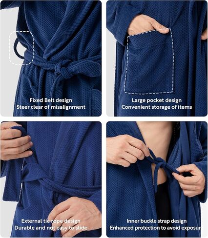 DAVID ARCHY Men's Robe Long Sleeve Lightweight Knit Bathrobe,Comfort Knee Length Hood Sleepwear in Saudi Arabia