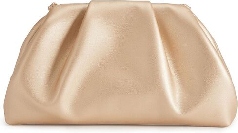 Elegant Pleated Vegan Leather Clutch Purse for Women - Stylish Soft PU Evening Handbag in Saudi Arabia