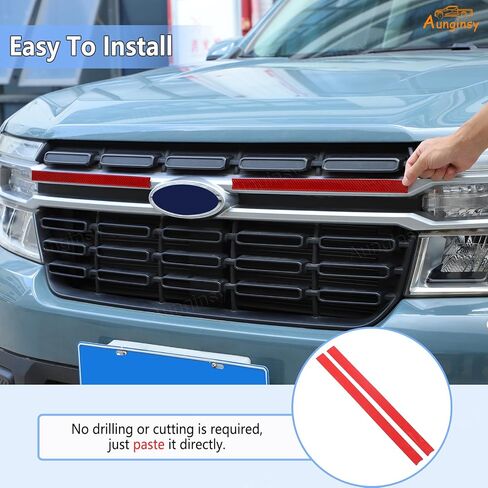 تغطية مصبوب Aunginsy Car الأمامية المتوافقة مع Ford Maverick 2022-2024-إدراج غطاء القطع ، الشريط الجانبي لشارة الوجه ، ملحقات غطاء حارس المقطع in Kuwait