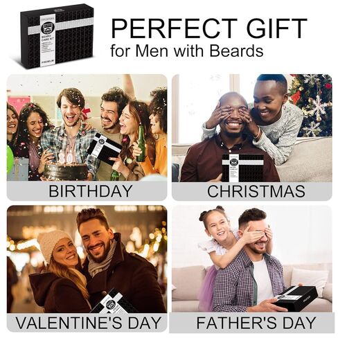 MALE GOD Beard Kit w/Beard Oil, Balm, Brush, Comb - Father's Day Gifts from Daughter Wife Son, Natural Shea Butter for Reducing Frizz, Anniversary & Birthday Gifts for Men Him Boyfriend Husband Dad ﻿ in Kuwait