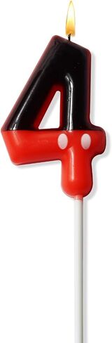 Black Red Numeral Birthday Cake Candles, White dots Cake Cupcake Decor for Boys Girls, Happy Cartoon Themed Birthday Party Decorations Supplies (Red Black, 1) in Saudi Arabia