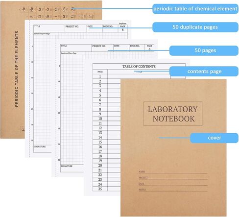 3 Pack Carbonless Chemistry Lab Notebook, 8.5X11 Inch Student Lab notebook with Duplicate/Numbered/Grid Pages, 25 Sets of Pages, Total 75 Sets (Kraft) in Saudi Arabia