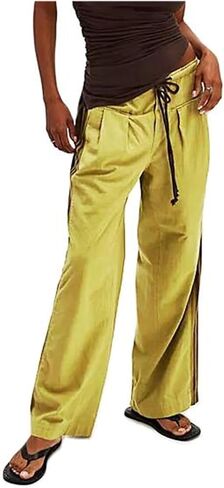 Miqil Women Y2K Striped Sweatpants Loose Wide Leg Drawstring Side Stripe Track Pants Elastic Waist Baggy Joggers in Kuwait