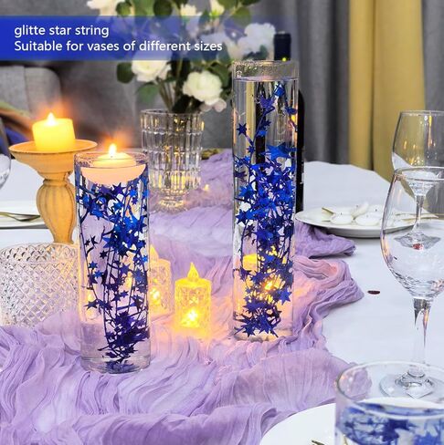 40 Pcs Star String for Floating Candle Centerpieces, Glitter Star Vase Filler for Table Wedding Christmas Water Centerpiece. (Gold) in Kuwait