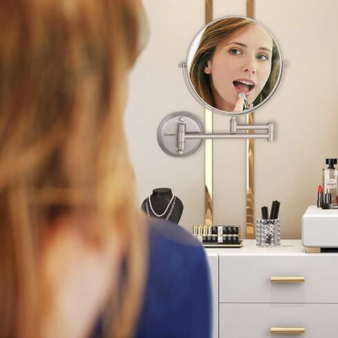DOWRY Wall Mounted Magnifying Makeup Mirror with 10x Magnification, Oil Rubbed Bronze, 8 Inch Double-Sided Swivel Makeup Mirror Wall, 12 Inch Extension in Saudi Arabia