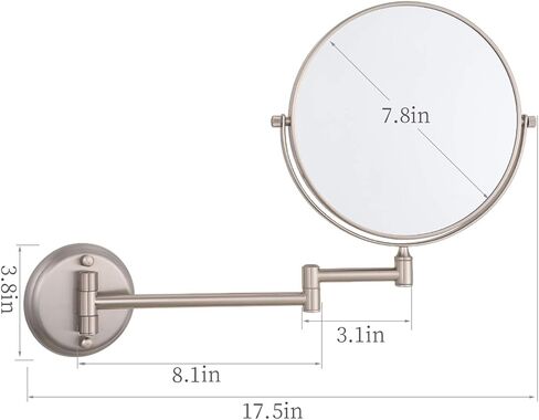 DOWRY Wall Mounted Magnifying Makeup Mirror with 10x Magnification, Oil Rubbed Bronze, 8 Inch Double-Sided Swivel Makeup Mirror Wall, 12 Inch Extension in Saudi Arabia