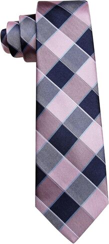 Barry.Wang Plaid Ties Mens Silk Necktie and Tie Clip Checkered Tie for Wedding Party Business Formal in Saudi Arabia