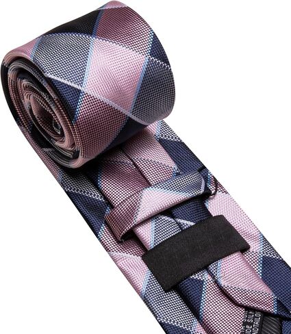 Barry.Wang Plaid Ties Mens Silk Necktie and Tie Clip Checkered Tie for Wedding Party Business Formal in Saudi Arabia