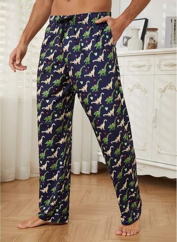 سروال بيجامة رجالي مضحك من Vulcanodon، سروال بيجامة ناعم خفيف الوزن للرجال مع زر طائر كارتوني للرجال in Kuwait