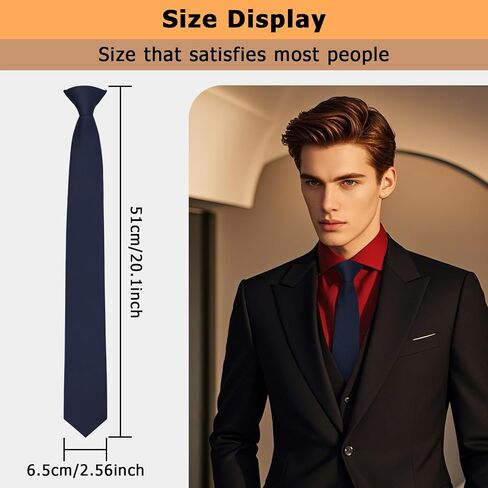 Black Clip on Ties for Men, Pre Tied Mens Ties Solid Color Necktie for Office School Uniform Wedding Party Banquet in Kuwait