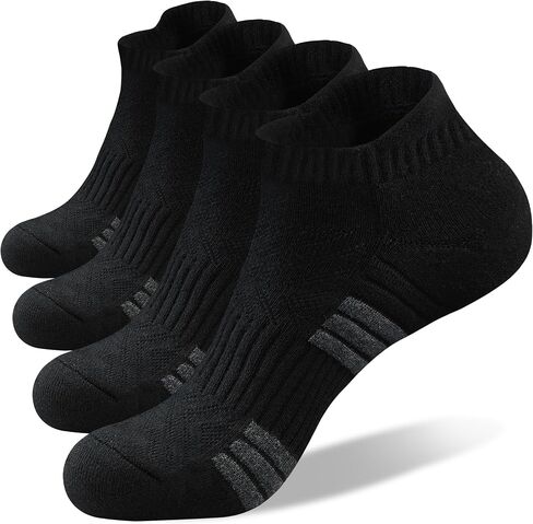 Mens Ankle Running Socks, Sport Athletic Socks with Cushined, Low Cut Compression Cotton Socks, 4 Pairs in Saudi Arabia
