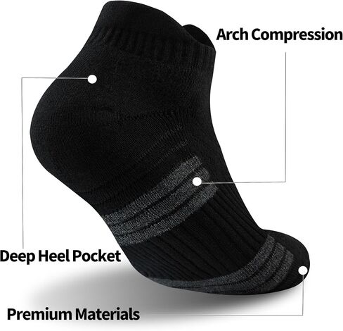 Mens Ankle Running Socks, Sport Athletic Socks with Cushined, Low Cut Compression Cotton Socks, 4 Pairs in Saudi Arabia