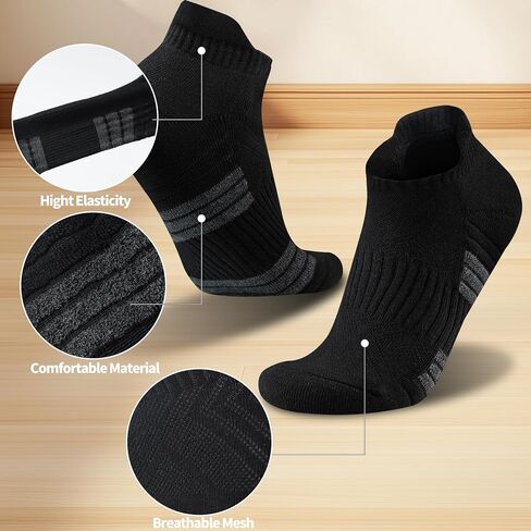 Mens Ankle Running Socks, Sport Athletic Socks with Cushined, Low Cut Compression Cotton Socks, 4 Pairs in Saudi Arabia