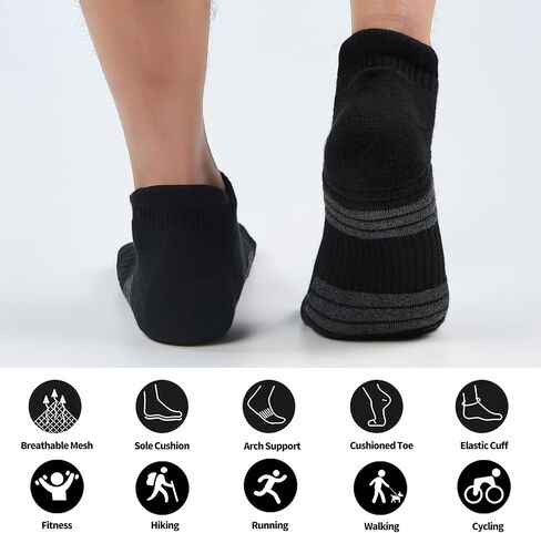 Mens Ankle Running Socks, Sport Athletic Socks with Cushined, Low Cut Compression Cotton Socks, 4 Pairs in Saudi Arabia
