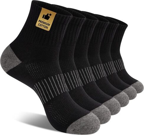 Heatuff Men's Ankle Socks Cotton Quarter Thin Moisture Wicking Casual Mid Socks Men (6 Pairs) in Kuwait
