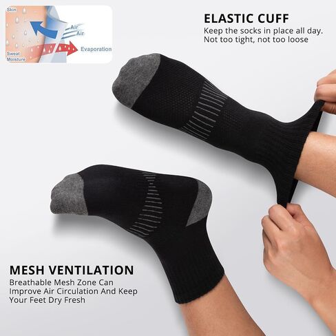 Heatuff Men's Ankle Socks Cotton Quarter Thin Moisture Wicking Casual Mid Socks Men (6 Pairs) in Kuwait