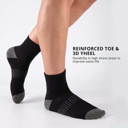 Heatuff Men's Ankle Socks Cotton Quarter Thin Moisture Wicking Casual Mid Socks Men (6 Pairs) in Kuwait