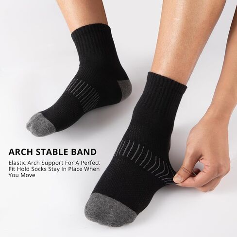 Heatuff Men's Ankle Socks Cotton Quarter Thin Moisture Wicking Casual Mid Socks Men (6 Pairs) in Kuwait