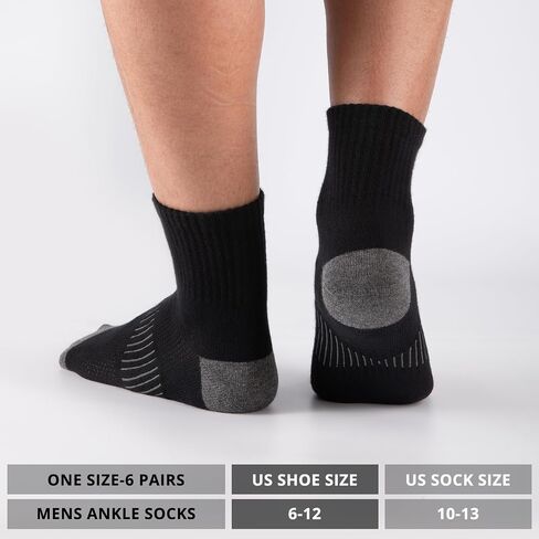 Heatuff Men's Ankle Socks Cotton Quarter Thin Moisture Wicking Casual Mid Socks Men (6 Pairs) in Kuwait