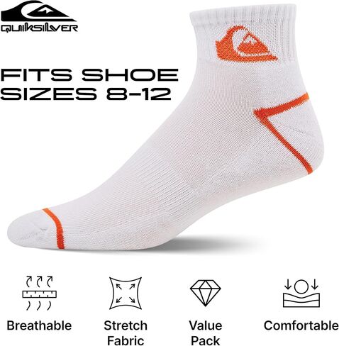Quiksilver Mens Socks 8 أزواج الجوارب في الكاحل للرجال حجم الأحذية الرياضية الممتازة 8-12 in Kuwait